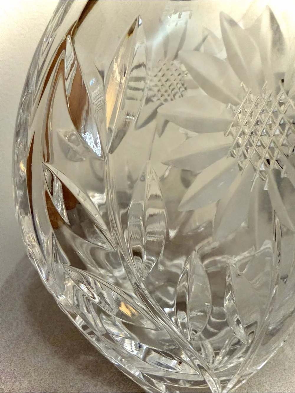 German Lausitzer Margaret Sunflower Lead Crystal Vase Vintage 1960s W Germany
